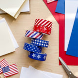 Wrapables Red White and Blue Patriotic Washi Tape Set for Memorial Day, Veterans Day, Presidents Day, Independence Day (6 Rolls)