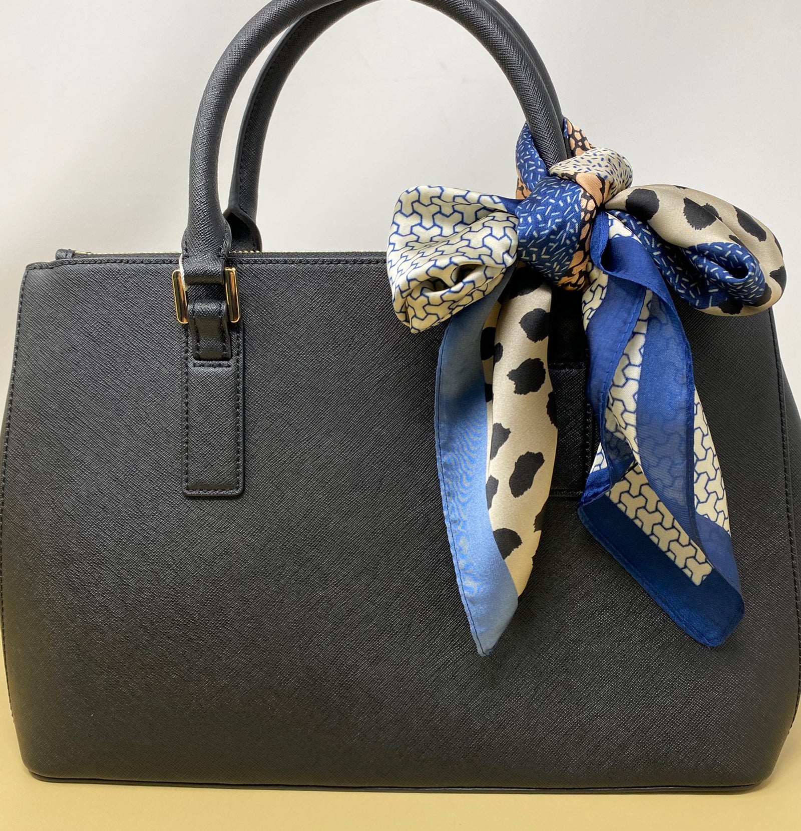 Wrapables 2 Piece Silky Feeling Satin Neckerchief Scarf Set, 26.5" Square Scarf Value Pack, Animal Neutrals