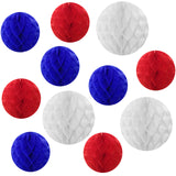Wrapables Red White and Blue Patriotic 4th of July Honeycomb Party Decorations for Memorial Day, Veterans Day, Presidents Day, Independence Day (Set of 11)