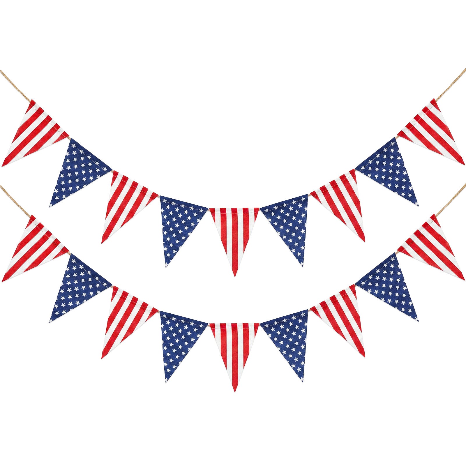 Wrapables 4th of July Patriotic Stars and Stripes American Flag Pennant Banner Garland (Set of 2)
