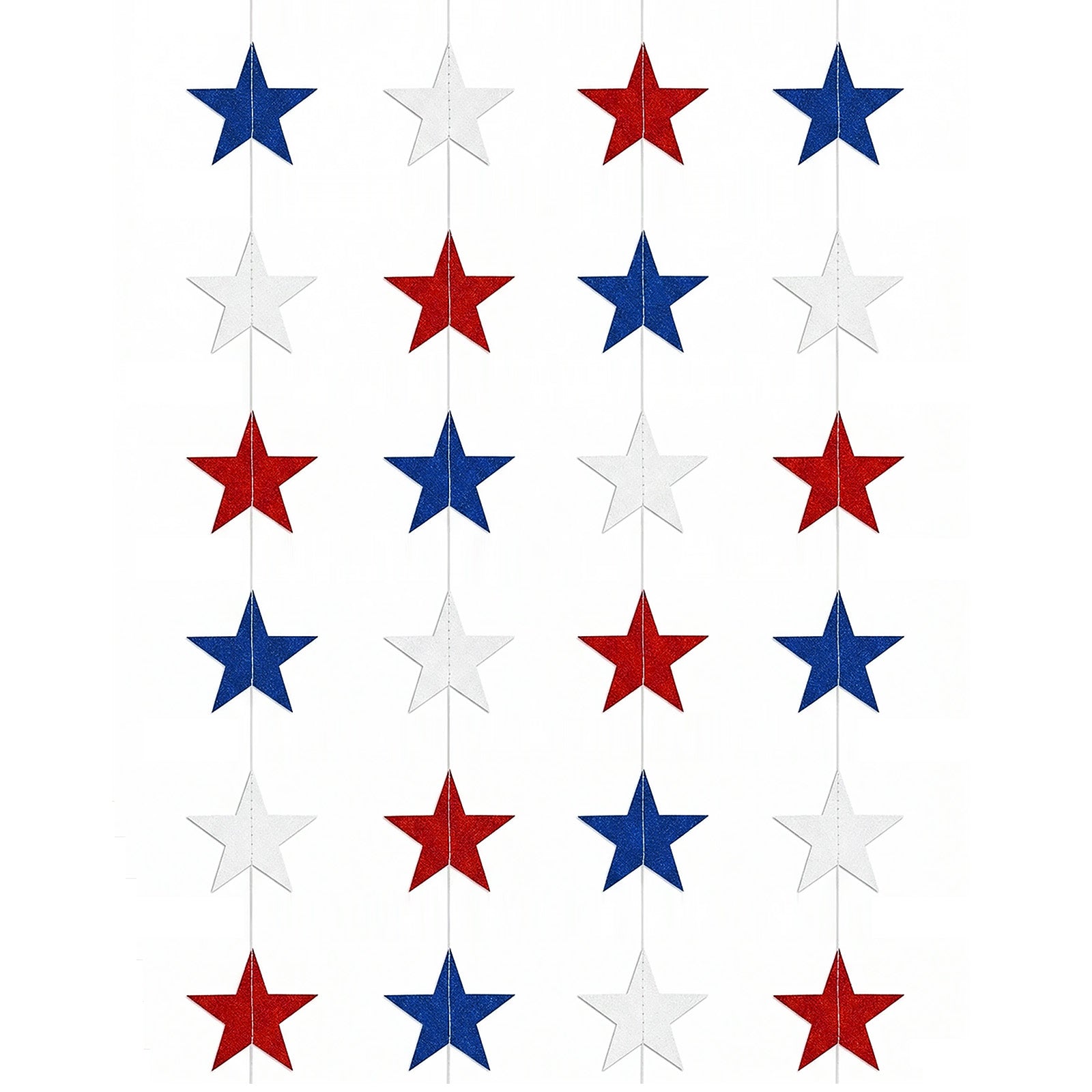 Wrapables 4th of July Patriotic Red White and Blue Hanging Stars Banner Garland (Set of 4)