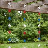 Wrapables 4th of July Patriotic Red White and Blue Hanging Stars Banner Garland (Set of 4)