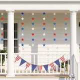 Wrapables 4th of July Patriotic Red White and Blue Hanging Stars Banner Garland (Set of 4)