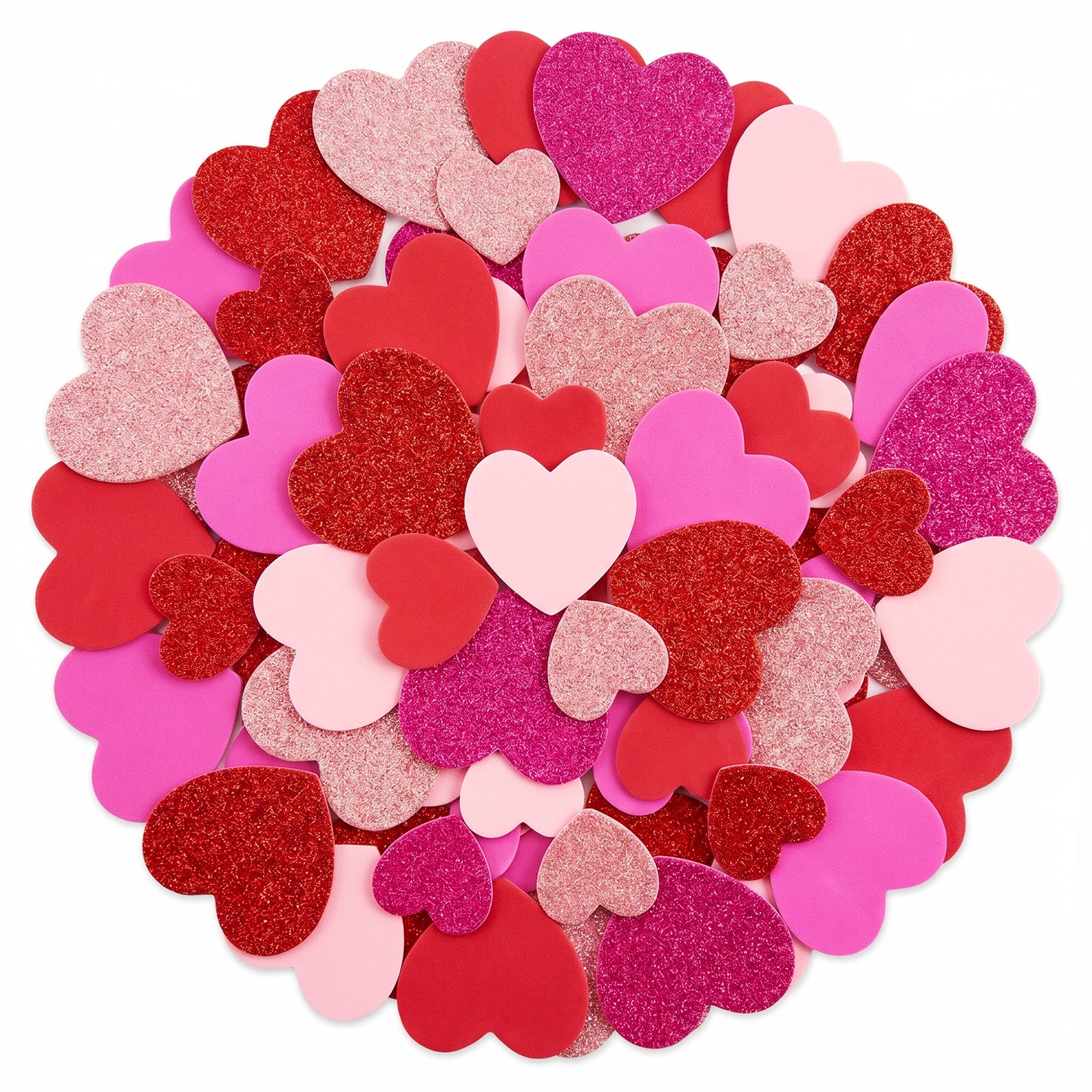 Wrapables Heart Shaped Self-Adhesive Glitter Foam Stickers, For Arts & Crafts, Decorations, Valentines Day, Mothers Day (200pcs)
