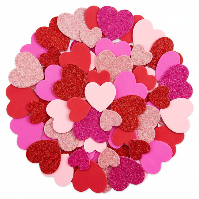 Wrapables Heart Shaped Self-Adhesive Glitter Foam Stickers, For Arts & Crafts, Decorations, Valentines Day, Mothers Day (200pcs)