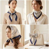 Wrapables Womens 2 Piece Silky Feeling Satin Square Scarf Set, 26.5x26.5 Inch Neckerchief, Lilies Gray