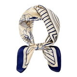 Wrapables Women's Silky Feeling Satin Neckerchief Square Scarf 26.5 x 26.5 Inches, Blue Lily Stripes
