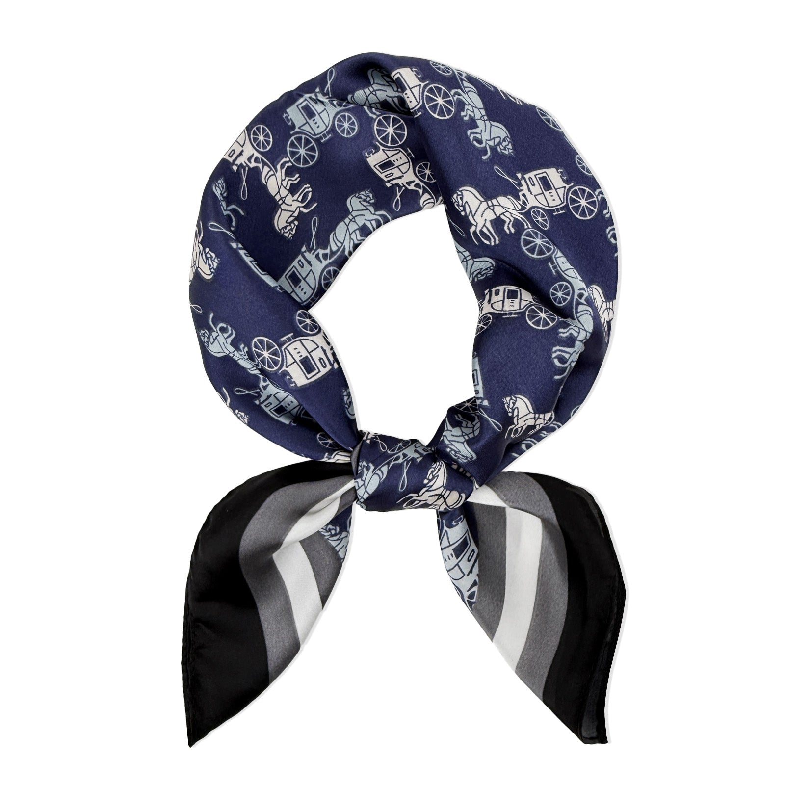 Wrapables Women's Silky Feeling Satin Neckerchief Square Scarf 26.5 x 26.5 Inches, Blue Carriage