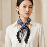 Wrapables Women's Silky Feeling Satin Neckerchief Square Scarf 26.5 x 26.5 Inches, Blue Carriage