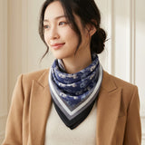 Wrapables Women's Silky Feeling Satin Neckerchief Square Scarf 26.5 x 26.5 Inches, Blue Carriage
