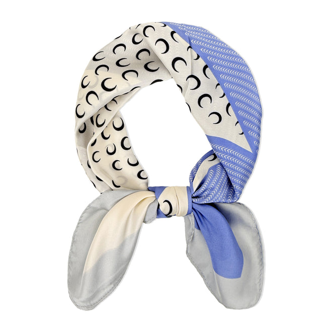 Wrapables Women's Silky Feeling Satin Neckerchief Square Scarf 26.5 x 26.5 Inches, Blue Crescent