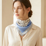 Wrapables Women's Satin Square Scarf, 26.5 x 26.5 Inch Neckerchief, Blue Crescent