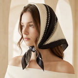 Wrapables Women's Satin Square Scarf, 26.5 x 26.5 Inch Neckerchief, Black and Gray