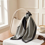 Wrapables Women's Satin Square Scarf, 26.5 x 26.5 Inch Neckerchief, Black and Gray