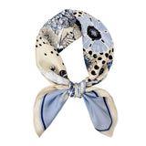 Wrapables Women's Silky Feeling Satin Neckerchief Square Scarf 26.5 x 26.5 Inches, Blue Daisies