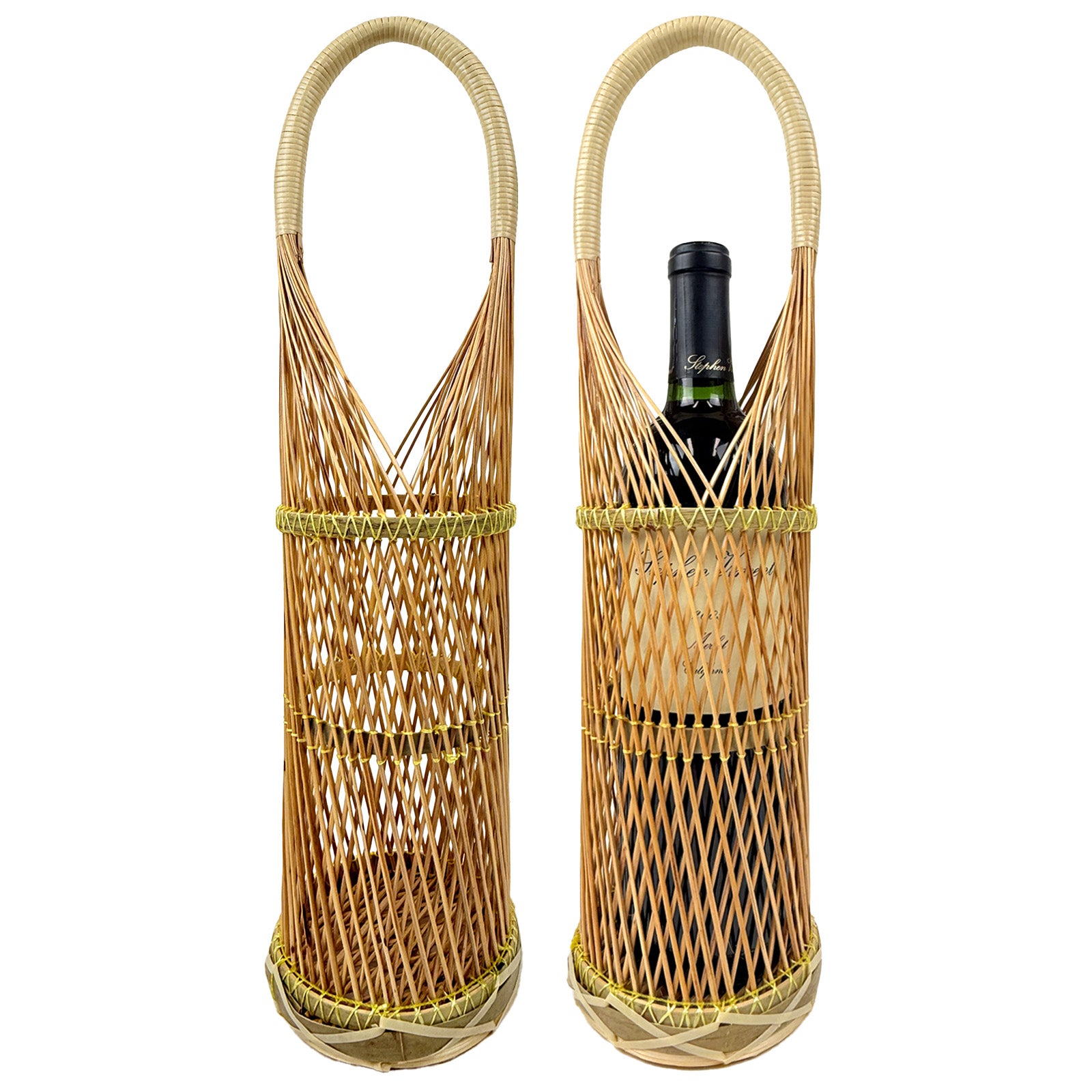 Wrapables Woven Wicker Rattan Bamboo Wine Bottle Basket Carrier, Wine Holder