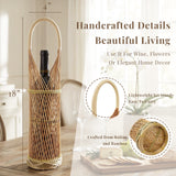 Wrapables Woven Wicker Rattan Bamboo Wine Bottle Basket Carrier, Wine Holder