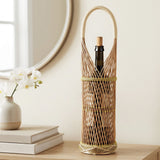 Wrapables Woven Wicker Rattan Bamboo Wine Bottle Basket Carrier, Wine Holder
