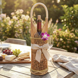 Wrapables Woven Wicker Rattan Bamboo Wine Bottle Basket Carrier, Wine Holder