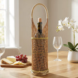 Wrapables Woven Wicker Rattan Bamboo Wine Bottle Basket Carrier, Wine Holder
