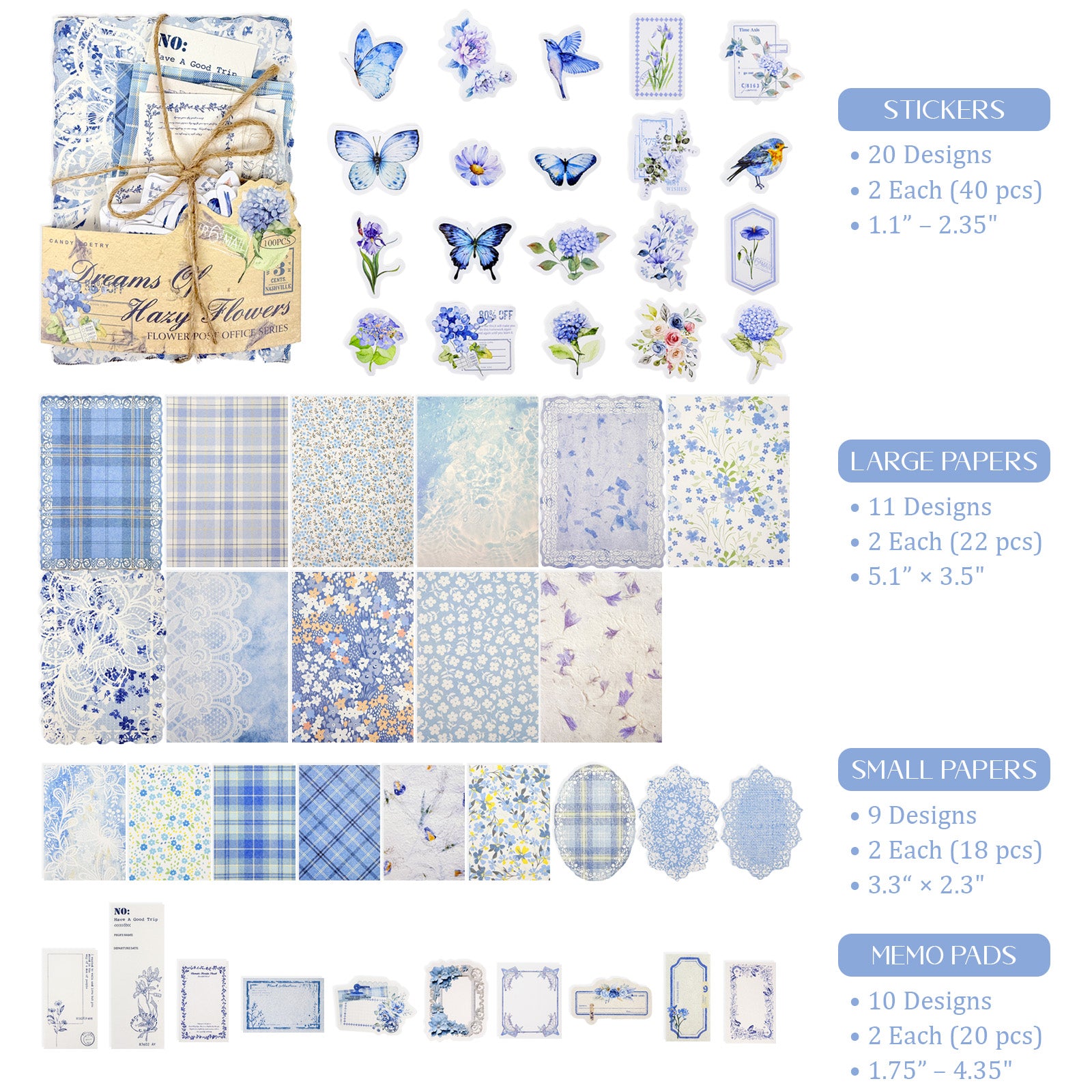 Wrapables Vintage Floral Poetry Scrapbooking Supplies Kit, Stationery Sticker Set for Journaling, Card Making, and DIY Crafts (Set of 4)
