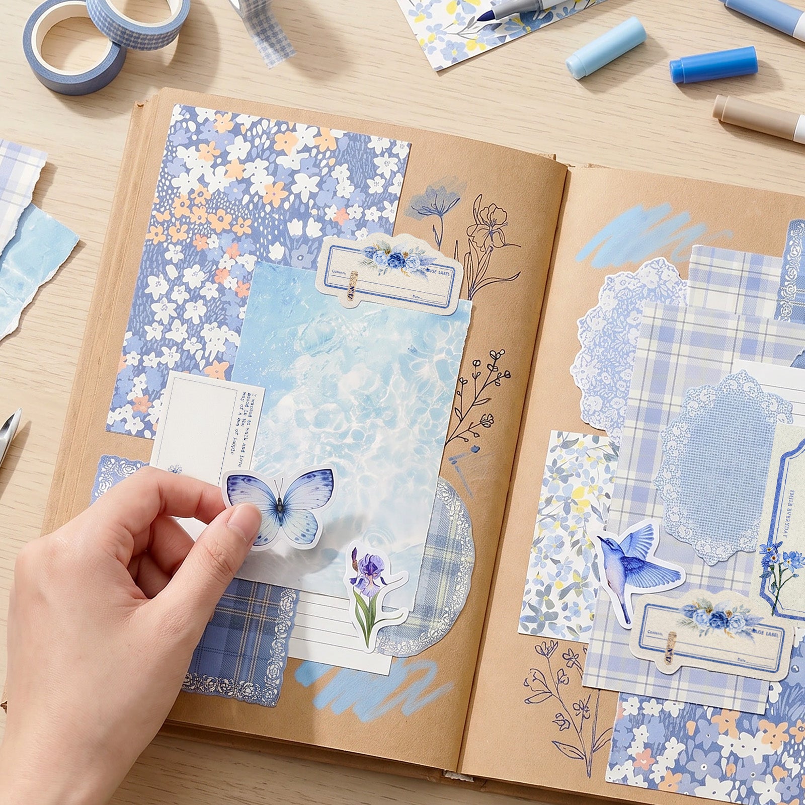 Wrapables Vintage Floral Poetry Scrapbooking Supplies Kit, Stationery Sticker Set for Journaling, Card Making, and DIY Crafts (Set of 4)