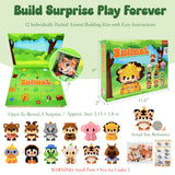 Wrapables Animal Building Blocks Set for Party Favors, Goodie Bag Stuffer, Stocking Stuffer (Set of 12), Wild Animals