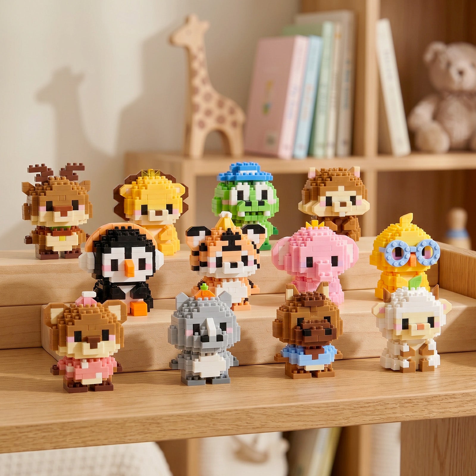 Wrapables Animal Building Blocks Set for Party Favors, Goodie Bag Stuffer, Stocking Stuffer (Set of 12), Wild Animals