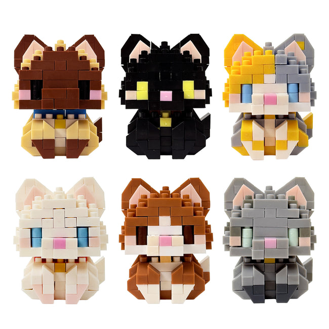 Wrapables Animal Building Blocks Set for Party Favors, Goodie Bag Stuffer, Stocking Stuffer (Set of 6), Cats