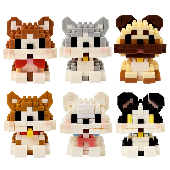 Wrapables Animal Building Blocks Set for Party Favors, Goodie Bag Stuffer, Stocking Stuffer (Set of 6), Dogs