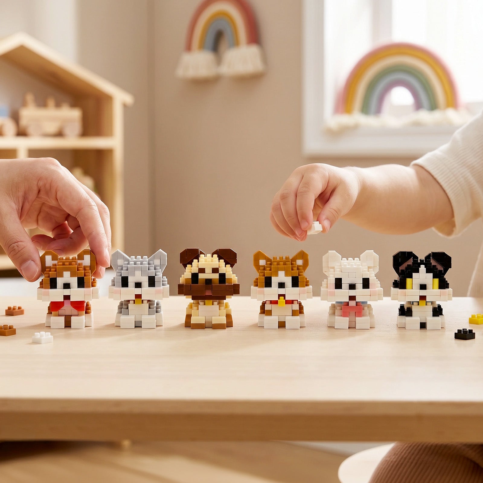 Wrapables Animal Building Blocks Set for Party Favors, Goodie Bag Stuffer, Stocking Stuffer (Set of 6), Dogs