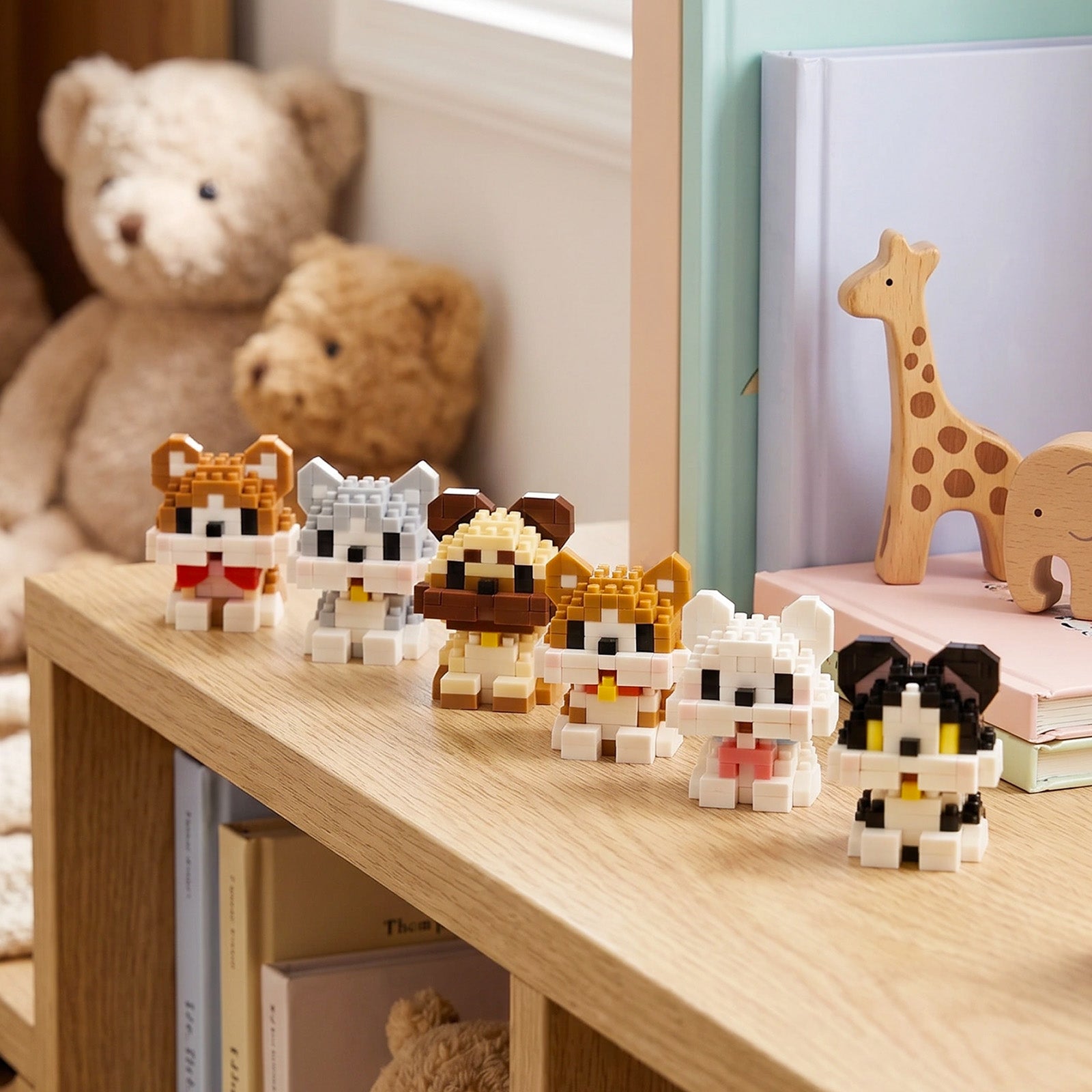 Wrapables Animal Building Blocks Set for Party Favors, Goodie Bag Stuffer, Stocking Stuffer (Set of 6), Dogs