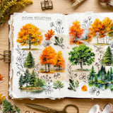 Wrapables Tree and Forest Nature Landscape PET Washi Tapes for Scrapbooking, Stationery, Journaling, Diary, Card Making (Set of 2), Maple Green