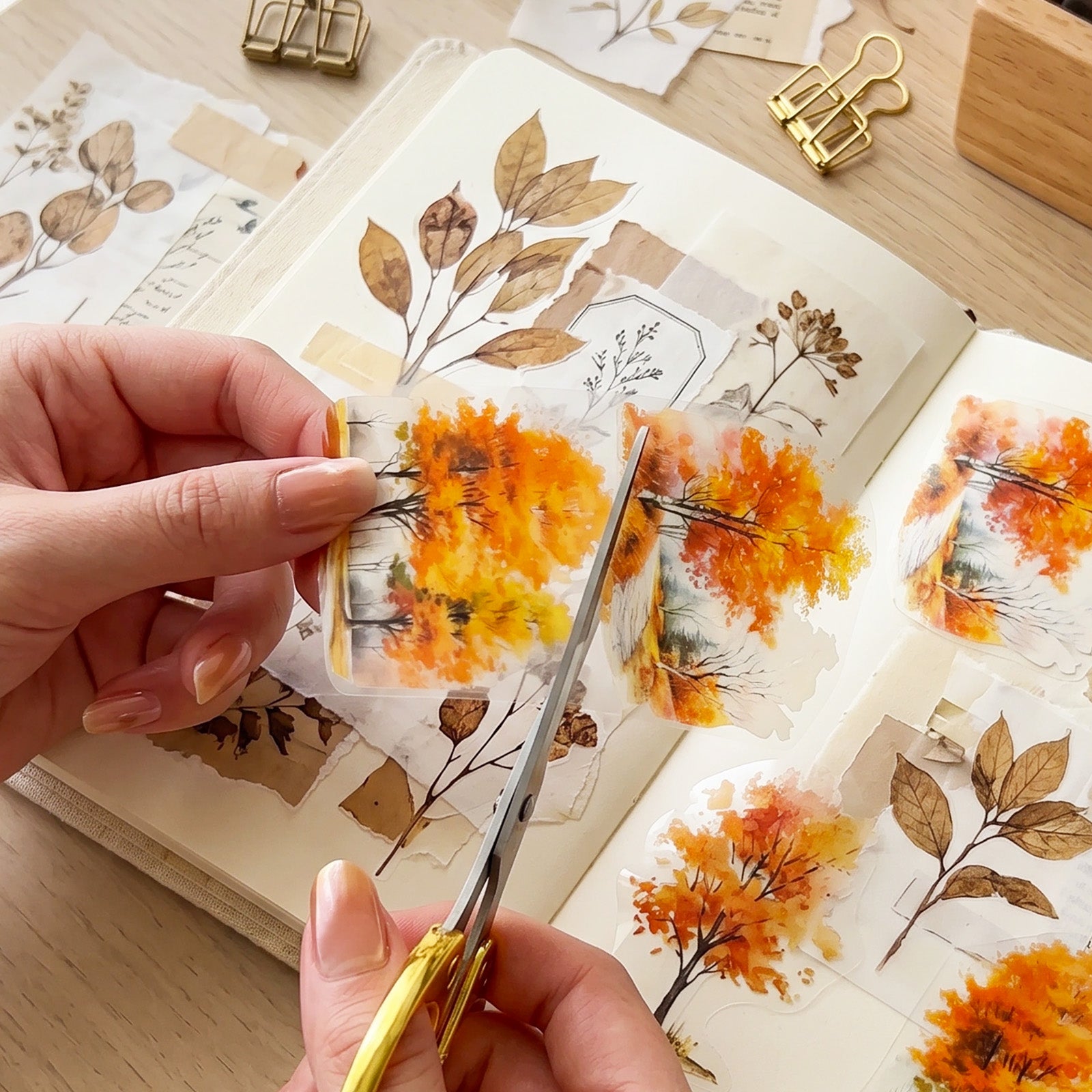 Wrapables Tree and Forest Nature Landscape PET Washi Tapes for Scrapbooking, Stationery, Journaling, Diary, Card Making (Set of 2), Maple Green