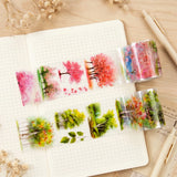 Tree and Forest Nature Landscape PET Washi Tapes for Scrapbooking, Stationery, Journaling, Diary, Card Making (Set of 2), Birch Sakura