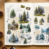 Wrapables Tree and Forest Nature Landscape PET Washi Tapes for Scrapbooking, Stationery, Journaling, Diary, Card Making (Set of 2), Evergreen Cedar