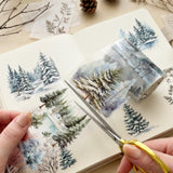Wrapables Tree and Forest Nature Landscape PET Washi Tapes for Scrapbooking, Stationery, Journaling, Diary, Card Making (Set of 2), Evergreen Cedar