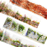 Wrapables Flower Stone Wall Landscape PET Washi Tapes for Scrapbooking, Stationery, Journaling, Diary, Card Making (Set of 4)