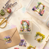 Wrapables Floral Garden Scenic Landscape PET Scrapbooking Stickers for Scrapbooking, Junk Journals, Stationery, DIY Crafts, Water Bottles (Set of 4)
