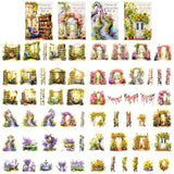 Wrapables Floral Garden Scenic Landscape PET Scrapbooking Stickers for Scrapbooking, Junk Journals, Stationery, DIY Crafts, Water Bottles (Set of 4)