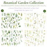 Wrapables Floral Botanical PVC Stickers for Scrapbooking, Journals, Stationery, DIY Crafts, Water Bottles, Phones, Laptops (Set of 4)