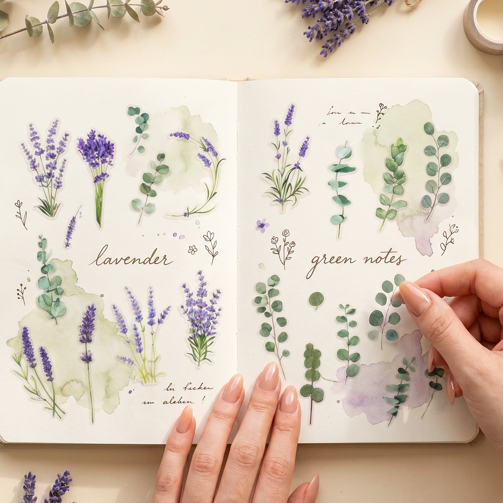 Wrapables Floral Botanical PVC Stickers for Scrapbooking, Journals, Stationery, DIY Crafts, Water Bottles, Phones, Laptops (Set of 4)