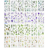 Wrapables Floral Botanical PVC Stickers for Scrapbooking, Journals, Stationery, DIY Crafts, Water Bottles, Phones, Laptops (Set of 4)