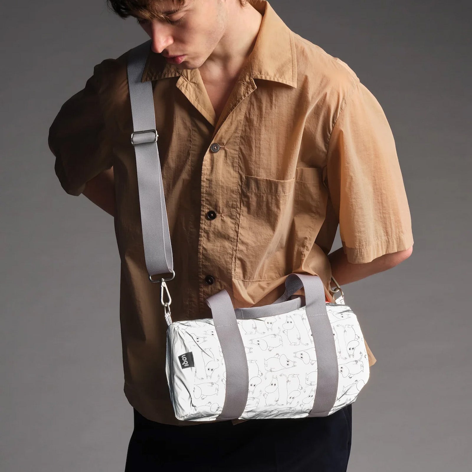 LOQI MOOMIN Pattern Reflective Medium Weekender, Tote Bag, Crossbody Bag