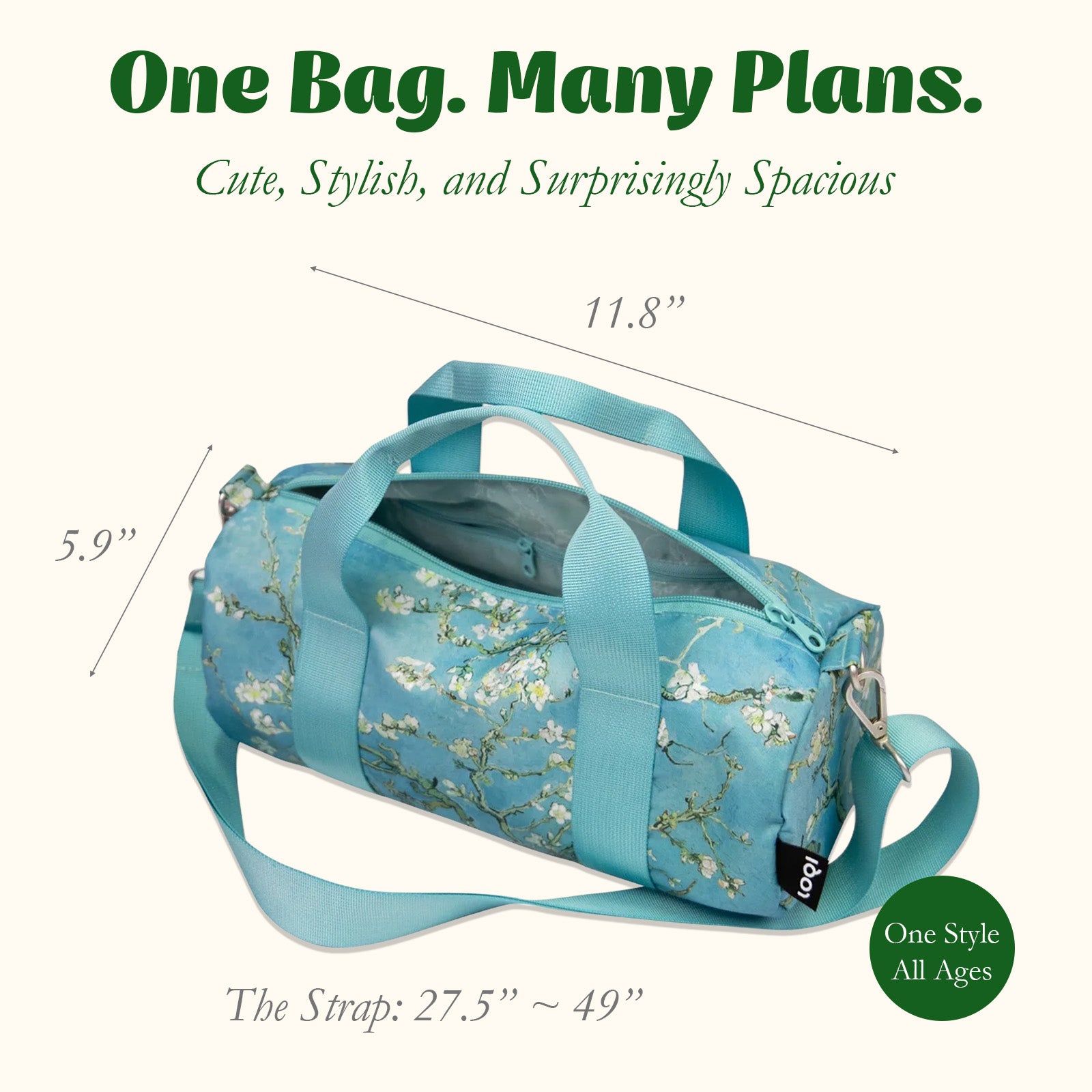 LOQI VINCENT VAN GOGH Almond Blossom Recycled Medium Weekender, Handbag, Crossbody Bag