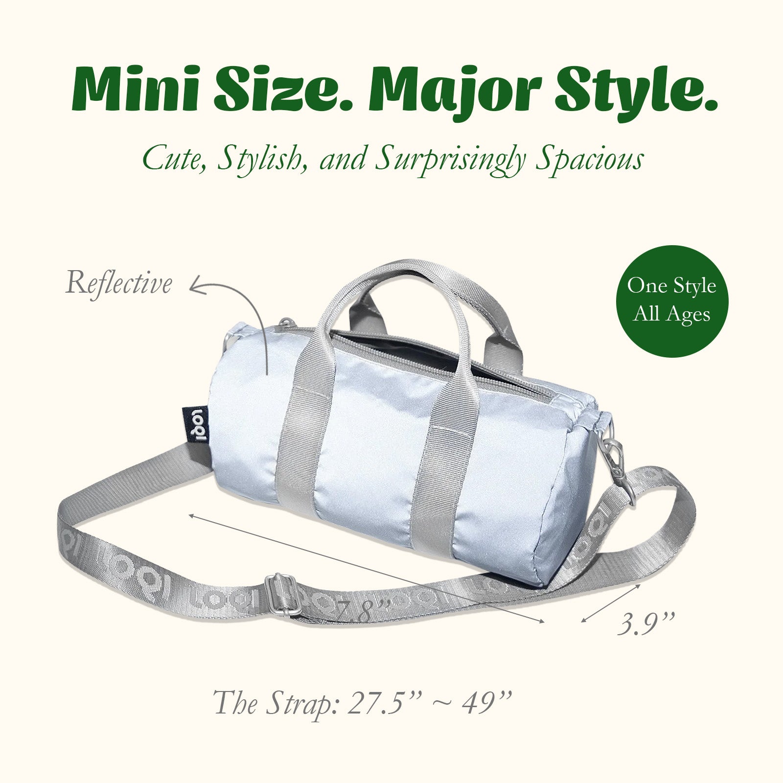 LOQI REFLECTIVE Small Weekender, Handbag, Crossbody Bag, Sling Bag