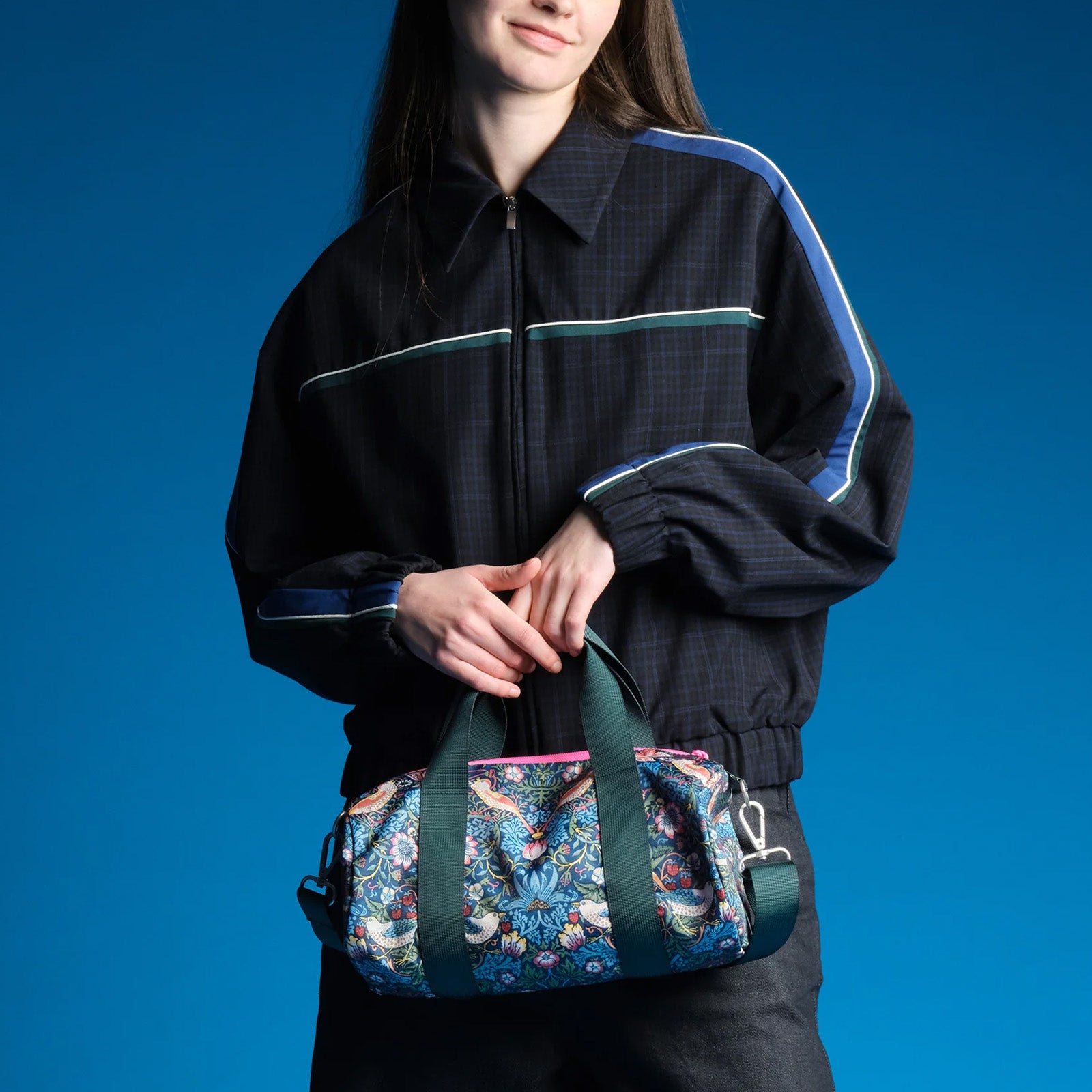 LOQI WILLIAM MORRIS Strawberry Thief Neon Recycled Medium Weekender, Handbag, Crossbody Bag