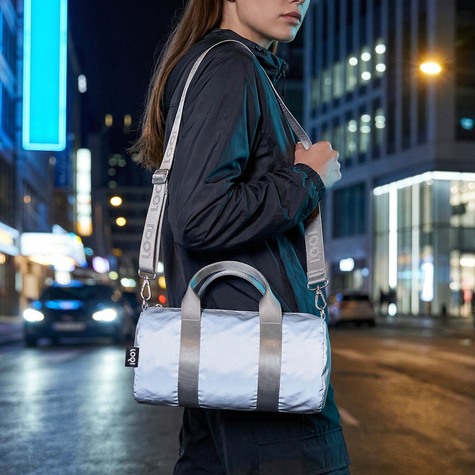 LOQI REFLECTIVE Medium Weekender, Handbag, Crossbody Bag