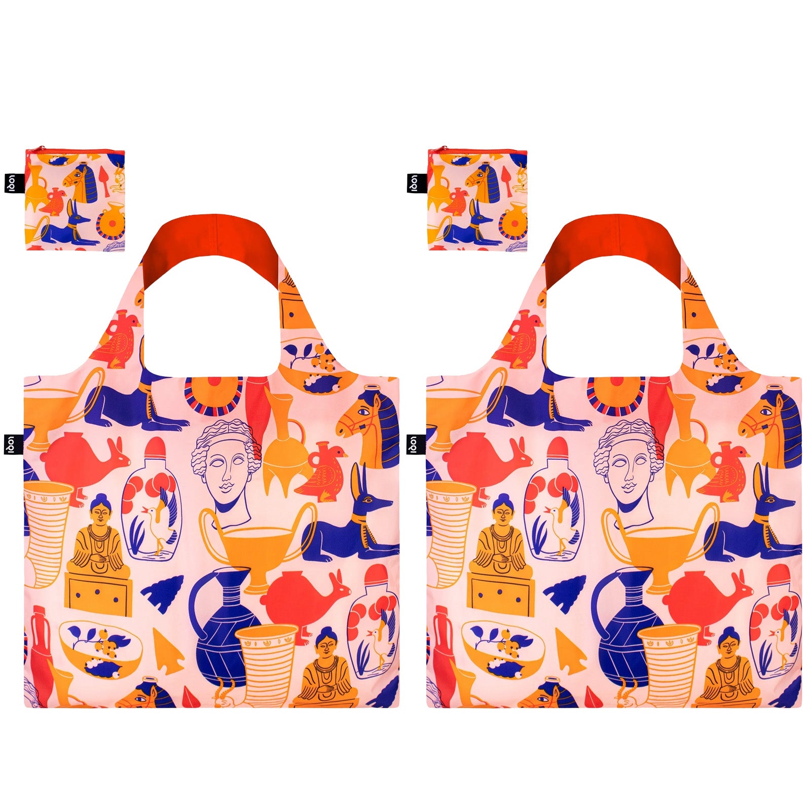 LOQI KIMBERLY CARPENTER Ancient Artifacts Recycled Reusable Shopping Bag (Set of 2)