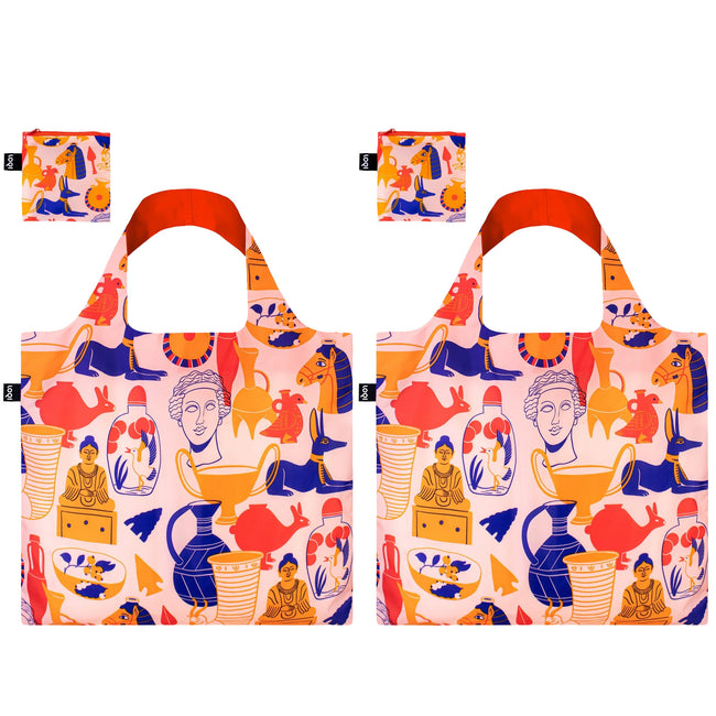 LOQI KIMBERLY CARPENTER Ancient Artifacts Recycled Reusable Shopping Bag (Set of 2)